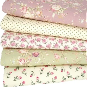 FAT QUARTER BUNDLE Cotton Fabric Vintage Rose Pink Spot Ditsy Floral Material - Picture 1 of 6