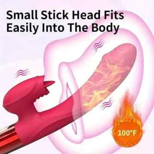 Heating Rabbit Vibrator G Spot Dildo Anal Massager with 10 Licking Women Sex Toy - Picture 1 of 8