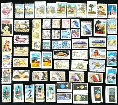 USA Vintage Postage Stamps - 65 USED 1972 to 1995 FANCY/PICTORIAL/SLOGAN++ - Image 1 of 4