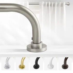 Brushed Nickel Wrap Around Curtain RodsHeavy Duty Curtain Rods for windows 48... - Picture 1 of 9