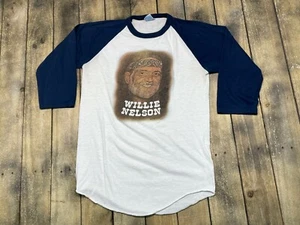 T-shirt S * vintage anni 80 1982 WILLIE NELSON raglan * maglia tour concerto 65.186 - Foto 1 di 4