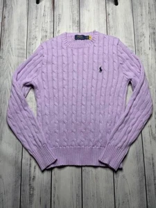 Polo Ralph Lauren Women's Crewneck Pink Purple Cable-Knit Sweater - Small - Picture 1 of 13