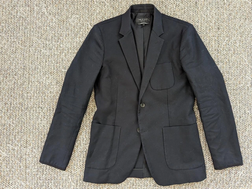 USA made RAG & BONE blazer jacket 36 black FORMAL tuxedo cotton - Image 1 of 4