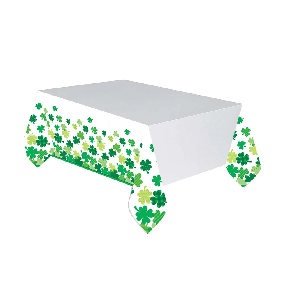 St Patrick's Table Cover St Patricks Day Shamrock Plastic TableCover Tablecloth - Image 1 of 1