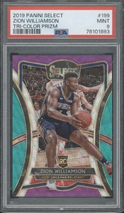 2019 Panini Select Tri-Color Prizm #199 Zion Williamson RC Rookie Mint PSA 9