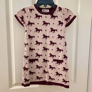 H&M Horse Sweater Dress Metallic Gold Girls Size 4-6 years - Picture 1 of 12