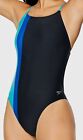 SPEEDO Color Block Tie Back Black Blue Green Eco Cheeky Swim Suit Female 0 / 26