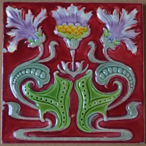 UNKNOWN EUROPEAN - ART NOUVEAU MAJOLICA TILE C1900 Cover