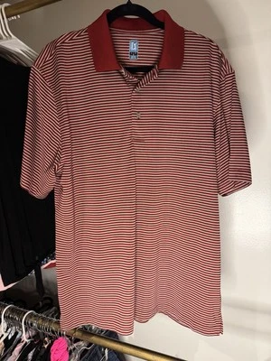 Camisa polo de golf PGA Tour para hombre grande a rayas rojas y marfil manga corta  Foto 1 de 3