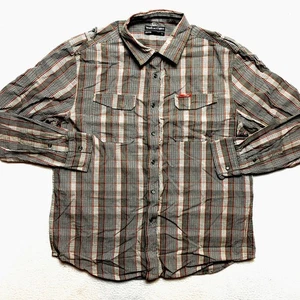 Ecko Unltd Shirts Mens XL Gray Long Sleeve Snap Button Plaid Button Up - Picture 1 of 10