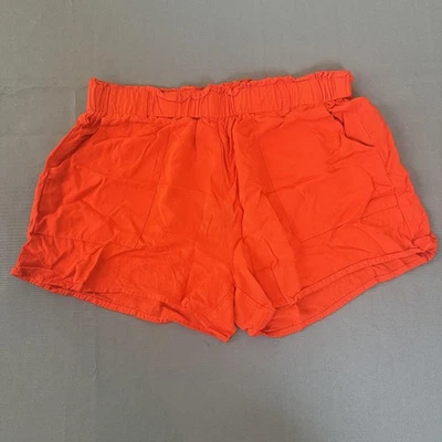 Shinestar Pantalones Cortos Mujer Grande Naranja Cintura Alta Bolsa de Papel Informal Verano Foto 1 de 4