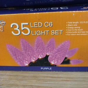 Halloween Purple 35 C6 LED Party Lights 12.5ft. Wedding/ Fairy Indoor/Outdoor - Picture 1 of 10