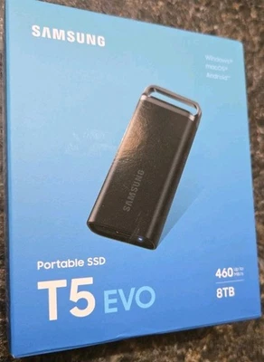 Samsung T5 EVO 8TB USB-C Portable External SSD - Black (MU-PH8T0S/AM) - Image 1 of 4