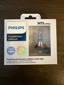 Philips H11 CrystalVision Platinum Headlight Halogen Bulbs H11CVPS2 Pack of 2 - Picture 1 of 3