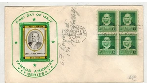 1940 FAMOUS AMERICANS CE REID PHOTO CACHET 874-33 SCIENTIST JOHN JAMES AUDUBON - Picture 1 of 1
