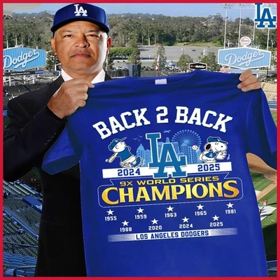 Los Angeles Dodgers Back to Back 9x World Series Champions One Side FREESHIP Fan - Image 1 of 3