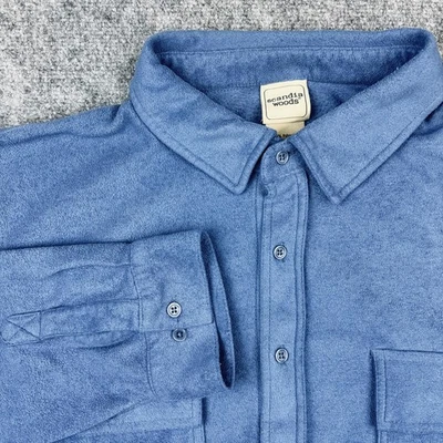 Scandia Woods Shirt Mens Extra Large Blue Fleece Button Up Long Sleeve Pockets - Image 1 of 4