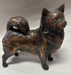 Antique Bronze Sculpture Hand Made Statue Dog Animal Figurine Unusual - Picture 1 of 15