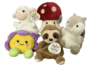 Aurora Palm Pals Plush Lot of 5 Sloth Mushroom Flower Lamb Chipmunk Stuffed Toys - Picture 1 of 4