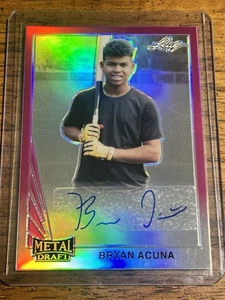 2021 Leaf Metal Draft 1990 Leaf Autographs Bryan Acuna #LA-BA1 Pink Rainbow /20 - Bild 1 von 2