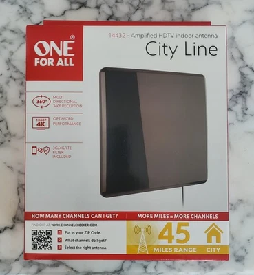 ONE FOR ALL CAmplified Indoor Antenna 1080P 360° Reception Up To 45-Mile Range - Image 1 of 3