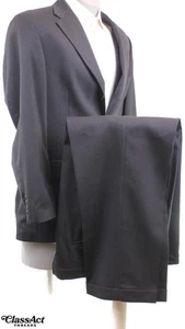 Haggar Black Label Men's 2 piece Suit 3 Btn Black Checked 42R Pleated 38" W - Picture 1 of 10
