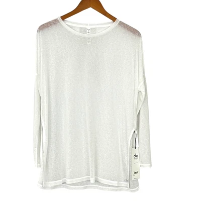 Camiseta Alo Yoga Nueva con Etiquetas Flecha De Gran Tamaño Manga Larga Blanca Transparente Ligera Talla XS Foto 1 de 4