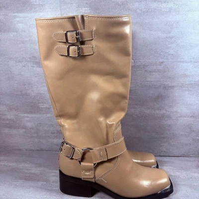 Botas Dolce Vita para mujer talla 6 tostadas arnés hasta la rodilla hebilla punta cuadrada cuero Foto 1 de 4