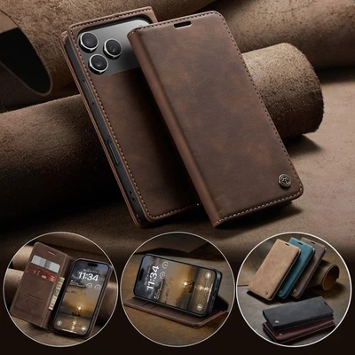 Magnetic Flip Wallet Cover Card Leather Case for iPhone 17/17 Pro/17 Pro Max/Air - Image 1 of 4