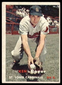 1957 Topps Ken Boyer St. Louis Cardinals #122 - Foto 1 di 2