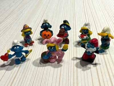 Лот из 8 фигурок смурфов Schleich День благодарения Пасха Рождество Хэллоуин 1980-е - Изображение 1 из 4