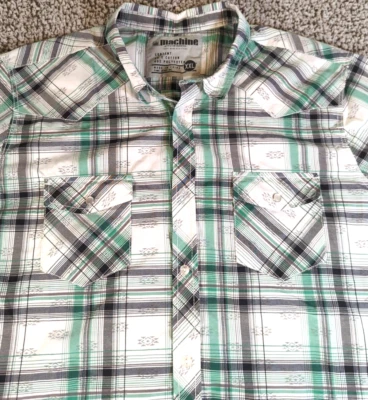 Camisa informal Machine para hombre con bolsillos a presión de perlas manga corta con botones, talla XXL Foto 1 de 4