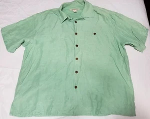 Island Republic Herren Button Down Hemd Gr. XL Grün Seide Leinenmischung - Bild 1 von 5