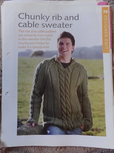 Chunky Rib and Cable Sweater Pattern from Art of Knitting Magazine - Picture 1 of 2