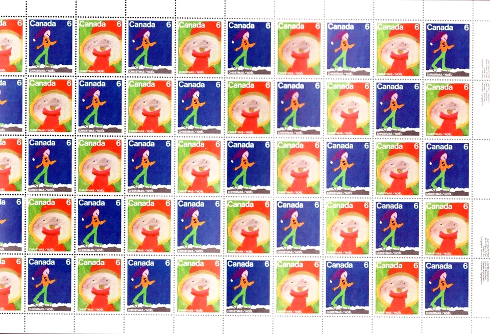 1975 - #675a - MNH Sheet Stamps - Canada Christmas Santa Clause & Skater  cv$16 - Image 1 of 1