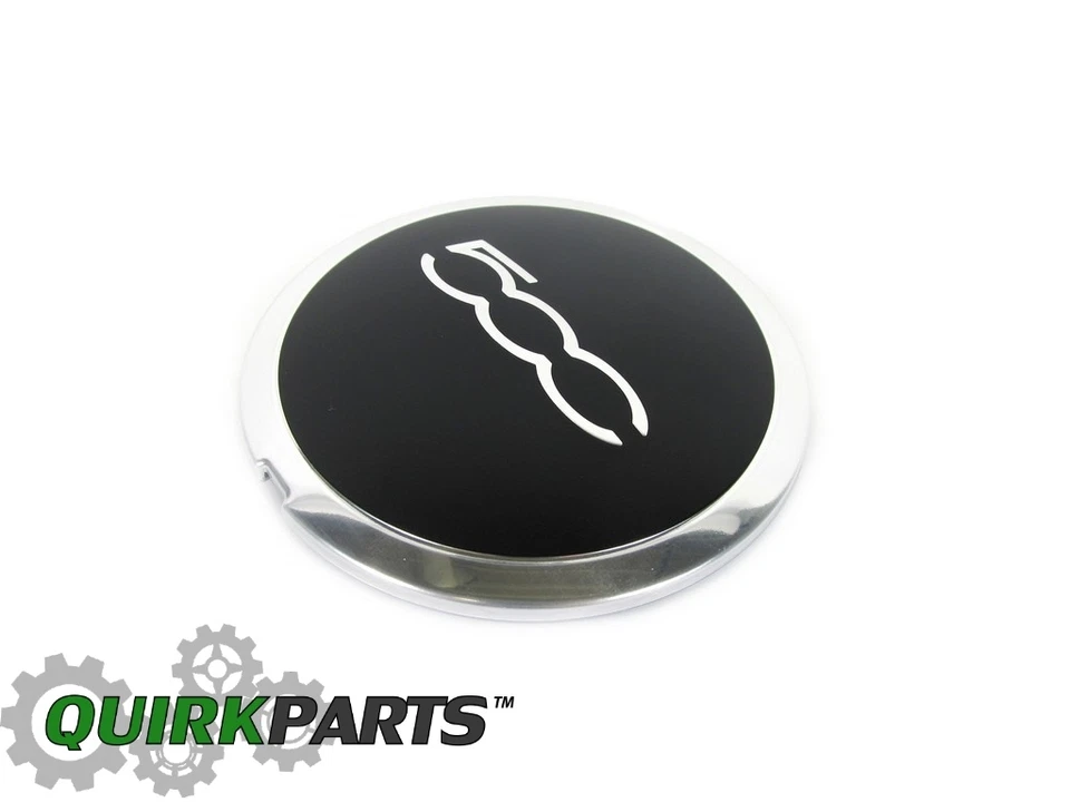 2012-2017 FIAT 500 BLACK WITH CHROME TRIM SINGLE ALLOY WHEEL CENTER CAP MOPAR - Image 1 of 4