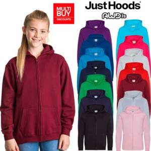 AWDIs Childrens Kids Full Zip Plain Hoodie Hooded Sweatshirt Zoodie 11 Colours - Picture 1 of 15