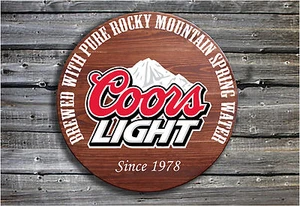 Coors Light - Barrel End Style Wooden Pub Sign - Beer Drinkers Gift - Picture 1 of 3