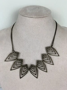 Tribal Antique Gold Tone Statement Necklace Triangle - Picture 1 of 7