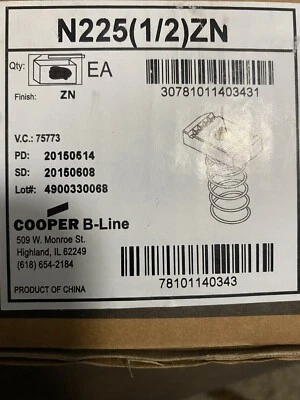 Cooper B-Line N225 1/2” ZN Spring Nut. Sold 10 Ea Per Order. - Image 1 of 2