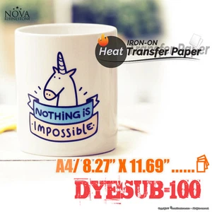 Papel de transferencia de calor DYESUB-100 A4 (8,27" x 11,69") paquete de 100 hojas - Imagen 1 de 1