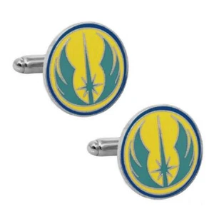 JEDI CUFFLINKS Star Wars Movie Fan Metal Enamel Wedding Groom NEW with Gift Bag - Picture 1 of 3