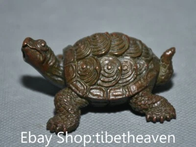 2.4" Old China Red Copper Feng Shui Tortoise Turtle Lucky Statue Scupture - Image 1 of 4