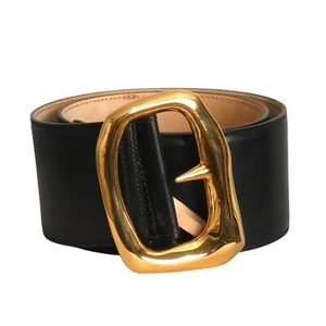 ALEXANDER MCQUEEN- Black Leather Molten Belt, Waist 32 - Picture 1 of 4