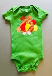 Baby Unisex ss one piece, Carters, 6M, green, added turkey applique - Picture 1 of 2
