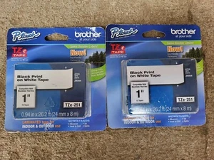 Brother, P-touch TZe-251, 1"  Black Print on White Laminated Tape - Picture 1 of 8