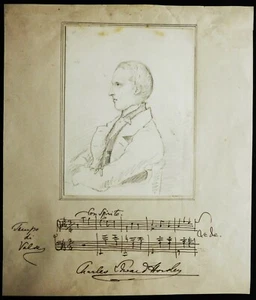 Dessin Charles Edward Horsley. Musicien. Partition musicale New York. Australia - Picture 1 of 3