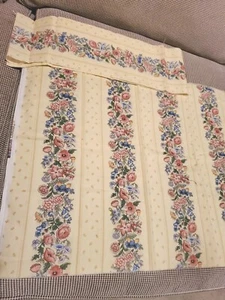 Vntg Sewing Fabric Cranston Yellow Wide Floral Bouquet Stripe 1/2yx45" +6x66" Pc - Picture 1 of 6