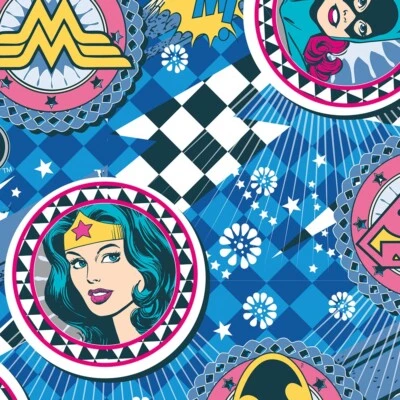 7/8 Yard DC Comics Girl Power Original Female Hero Wonder Woman Cotton Fabric - Image 1 of 2