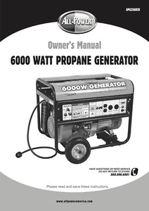 Owners Manual All-Power 6000-Watt Propane Portable Generator - Model APG3560CN - Picture 1 of 4